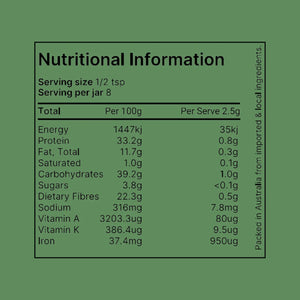 Nutritional Values Organic Greens Powder