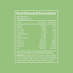 Nutritional Values Sea Moss Greens Blend